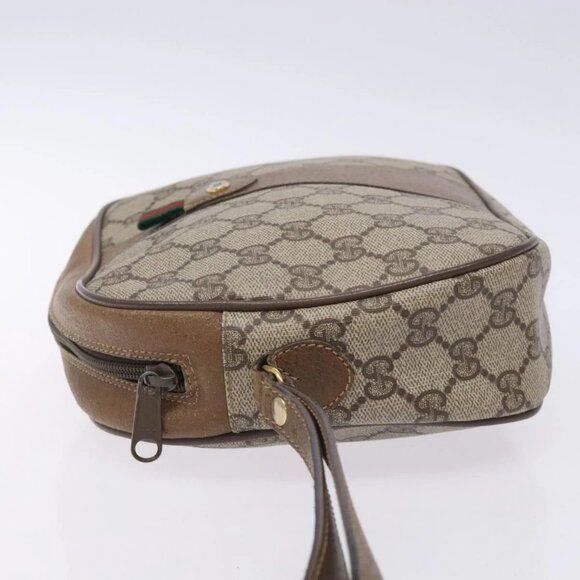 GUCCI GG Supreme Web Sherry Line Clutch Bag PVC Beige Gold - Picture 4 of 16